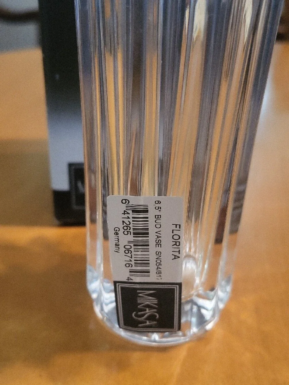 Mikasa Clear Ribbed Scalloped Glass Bud Vase